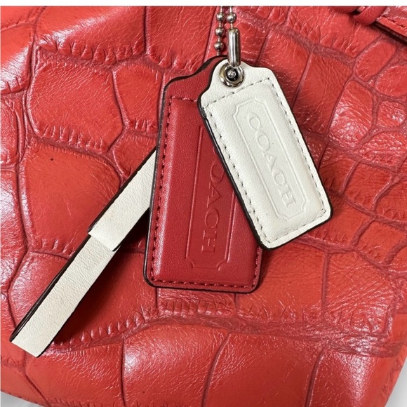 Coach Red Croc-Embossed Shoulder Bag - Picture 11 of 11